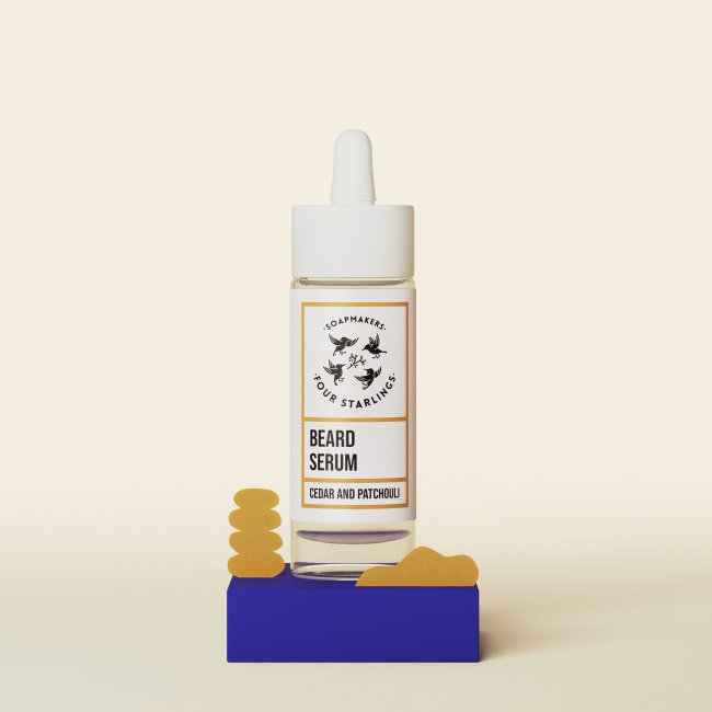 Beard serum Cedar and Patchouli in a glass dropper bottle 30 ml