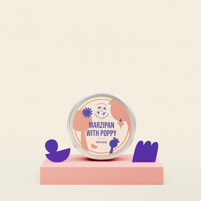 Marcepan z makiem naturalny krem do rąk w aluminiowej puszce. 